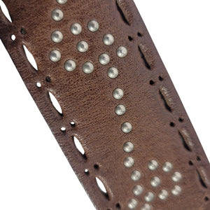 Guess Studded Leather Brown Belt Square Buckle Western Studded Perforated Y2K Vintage Medium