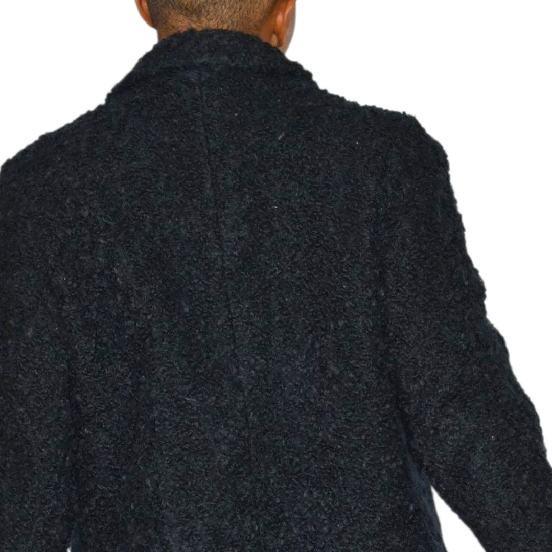 Vintage Joseph Horne Co Black Boucle Wool Boxy Cropped Jacket 1950s 50s ILGWU Union Made Medium