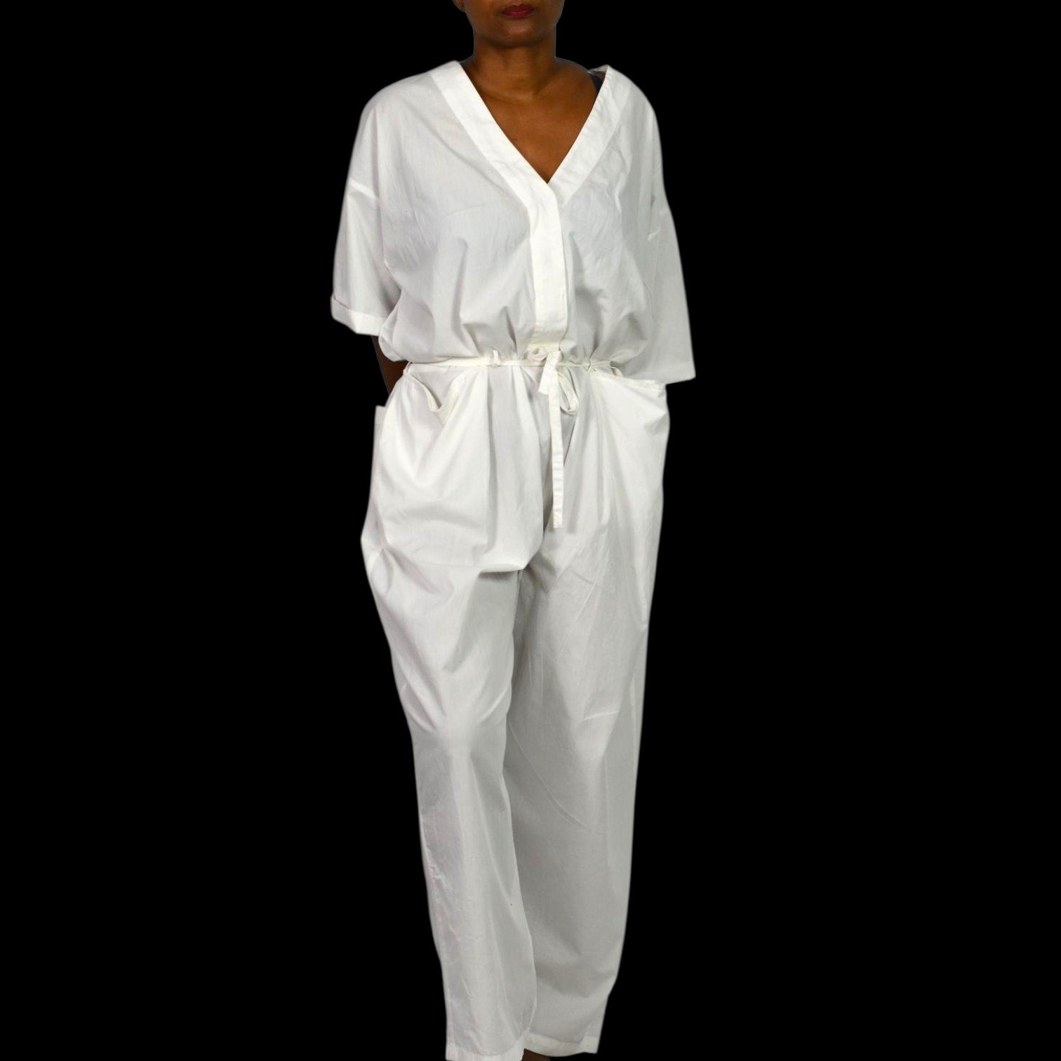 Free People Feels So Right Jumpsuit White One Piece Oversized Belted Casual Baggy Small
