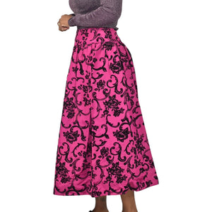 Vintage Scott McClintock Damask Skirt Purple Magenta Taffeta Crinoline Black Maxi Dressy 4