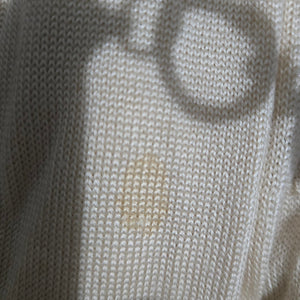 Vintage Hermes Alphabet Polo Top Beige Print Silk Cashmere Scarf Knit Logo Carre 90 Annie Faivre Small