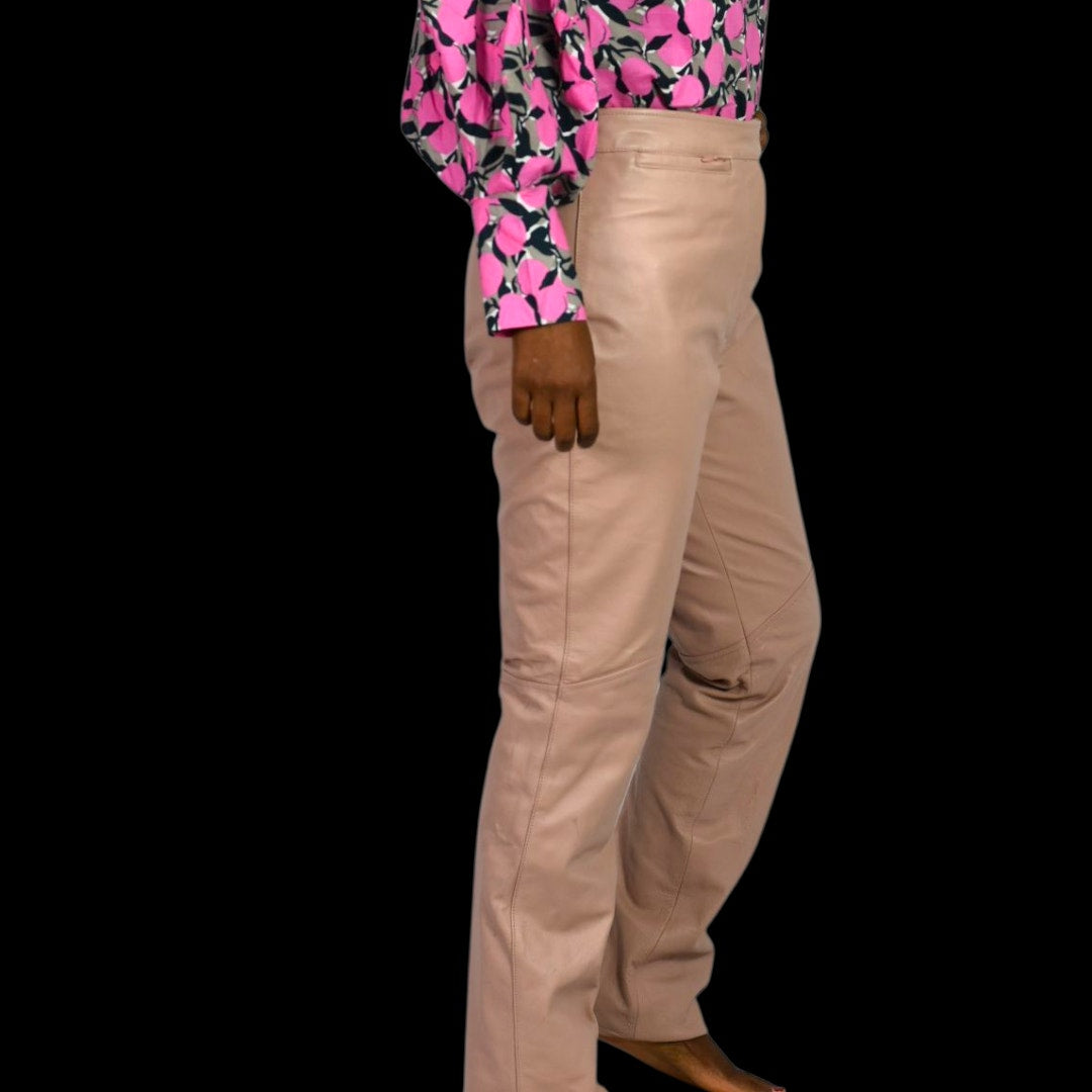 Vintage Wilsons Maxima Leather Pants Pink Blush Straight High Waist Deadstock 28 6