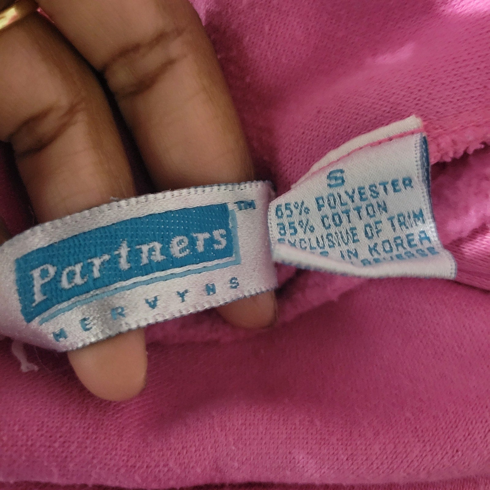 Vintage Partners Mervyns Sweatshirt Dress Pink Loungewear Kangaroo Pouch Pocket Pullover Poly Cotton Jersey Small