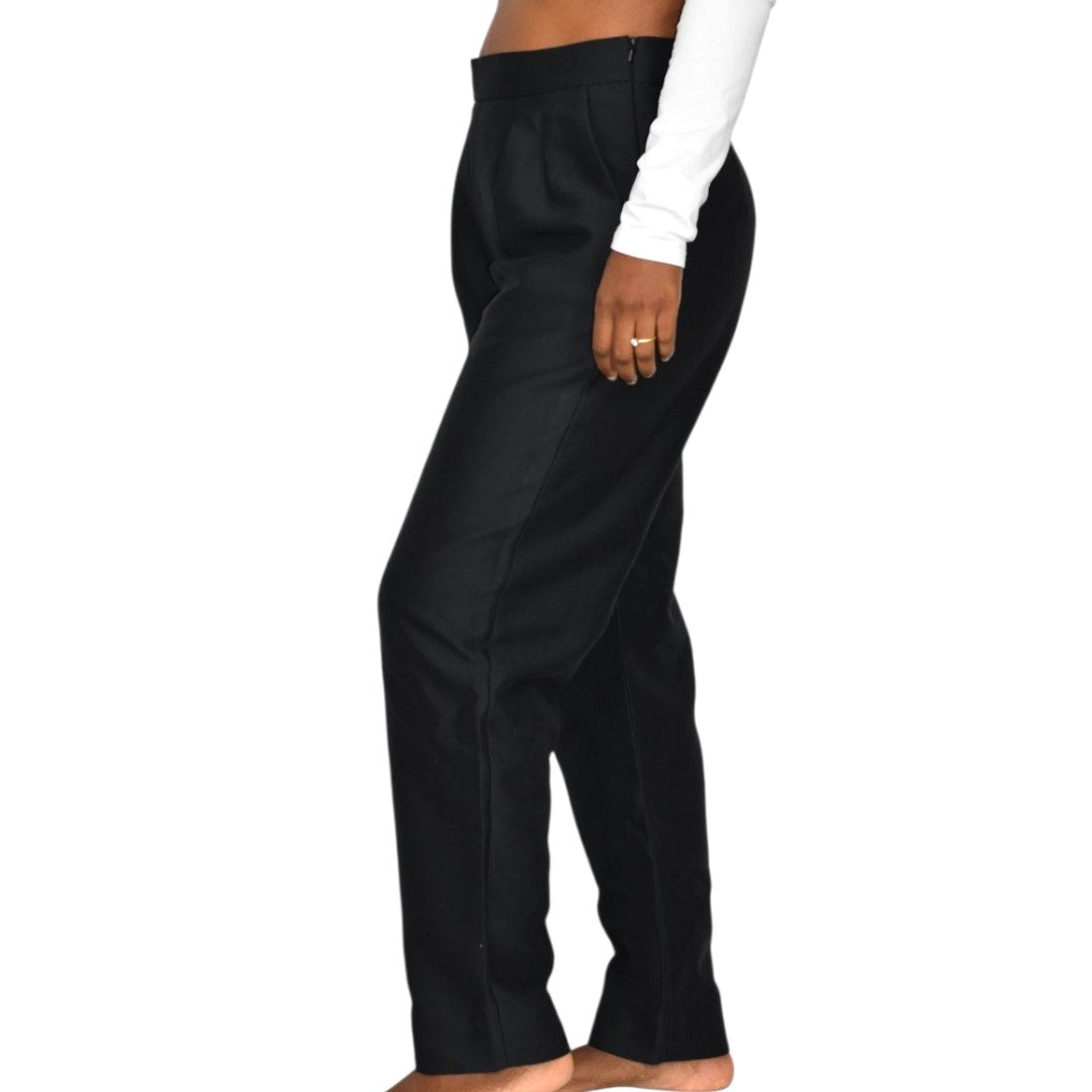Max Mara Pianoforte Trousers Black Pants Matte High Waist Balloon Barrel Taper Leg Dress 8