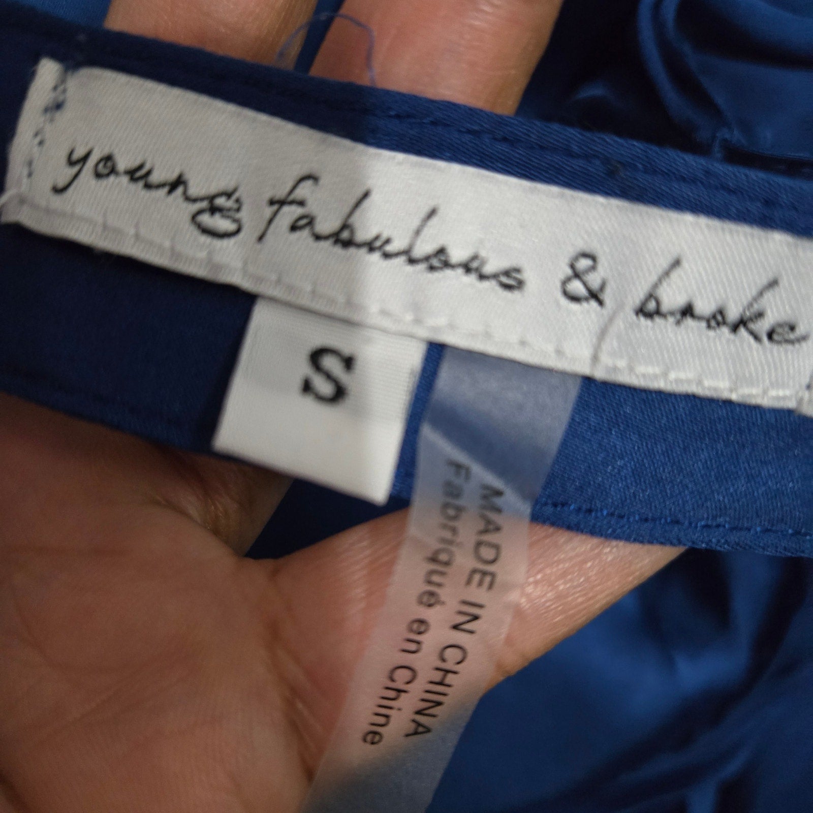 Young Fabulous Broke Rebel Slip Dress Blue Halter Midi Rayon Cowl Silky Satin YFB Small