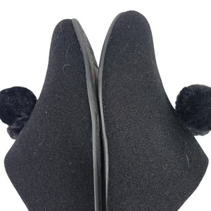 Fitflop Chrissie Slippers Black Felt Pom Pom Mules Slip On Slides Flats Lounge 8