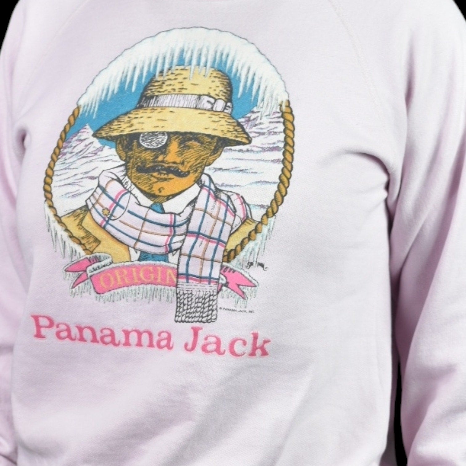 Vintage Panama Jack Original Graphic Sweatshirt Pink 80s Retro Crewneck Pastel Medium