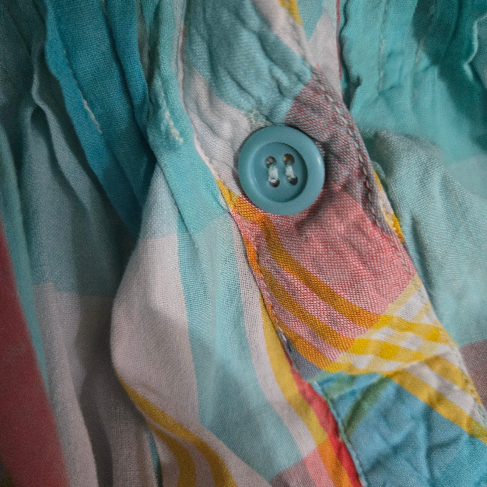 Vintage Saybury Nightshirt Blue Plaid Check Shirtdress Dress Pockets Cotton Pastel Oversized Muumuu Small