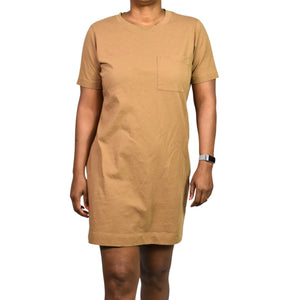 Everlane Cotton T Shirt Dress Tan Khaki Organic Crew Tee Short Sleeve Mini Classic Relaxed Small
