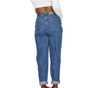 Vintage Gitano Zipper Jeans High Waist Mom Baggy Relaxed Tapered 90s Medium Wash Cotton Denim Rigid 27