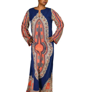 Vintage Dashiki Pakistan Caftan Dress Blue Kaftan 70s Maxi Dress Kimono Sleeve Side Slits Hippie Bohemian Festival Medium