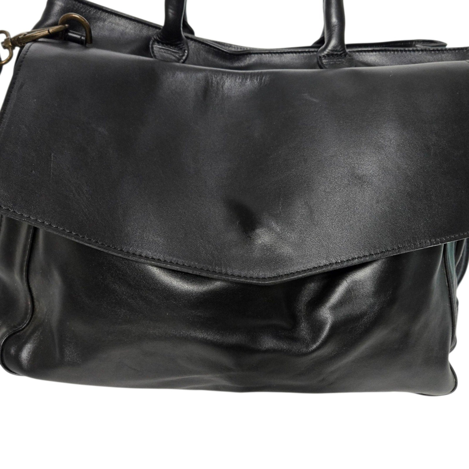 CORSIA Leather Tote Bag Satchel Black Italy Crossbody Strap Handles Carryall Structured