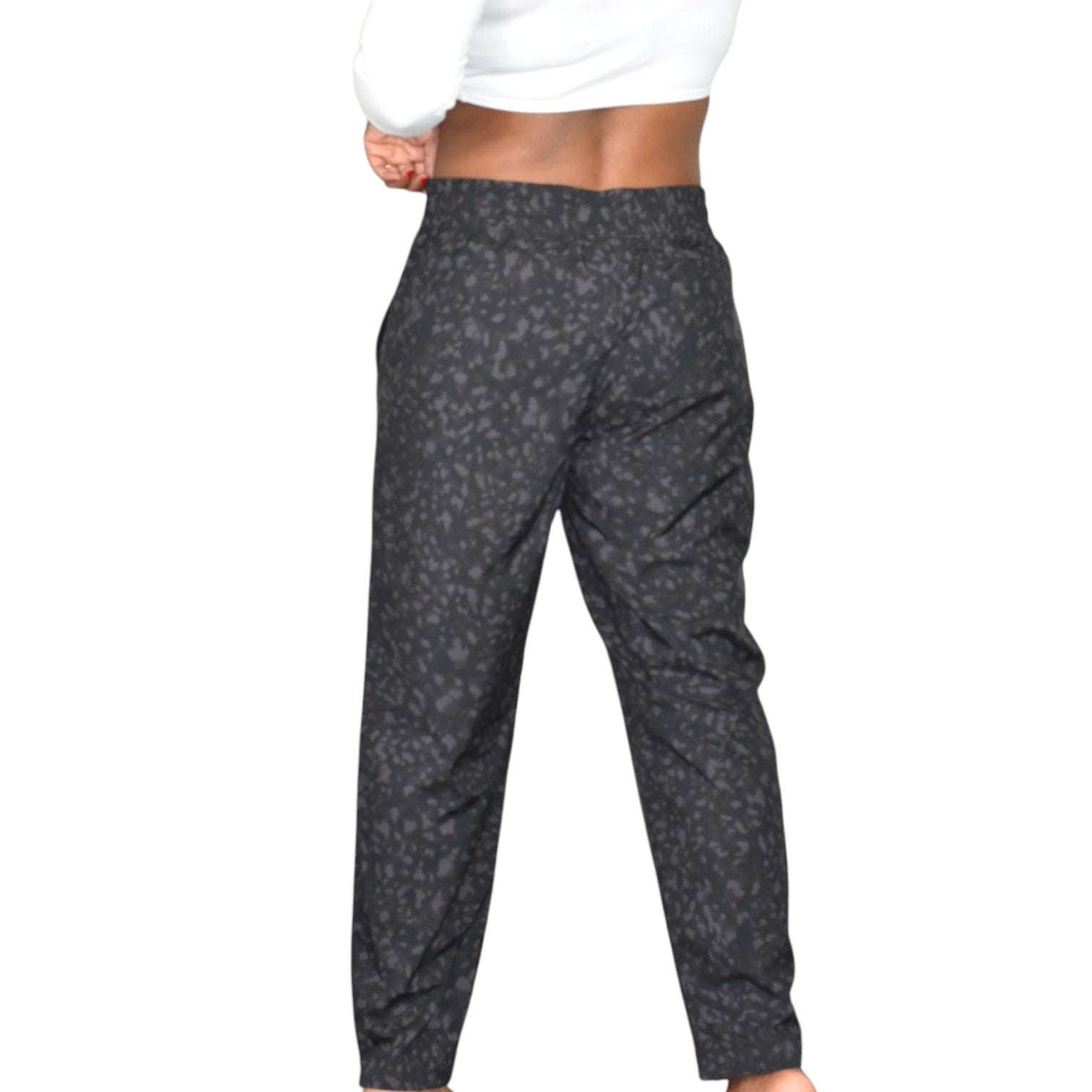 Gap Runaround Ankle Pants Black Leopard Tapered Pull On Elastic Lightweight Stretchy Casual Travel Medium