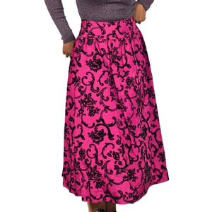 Vintage Scott McClintock Damask Skirt Purple Magenta Taffeta Crinoline Black Maxi Dressy 4