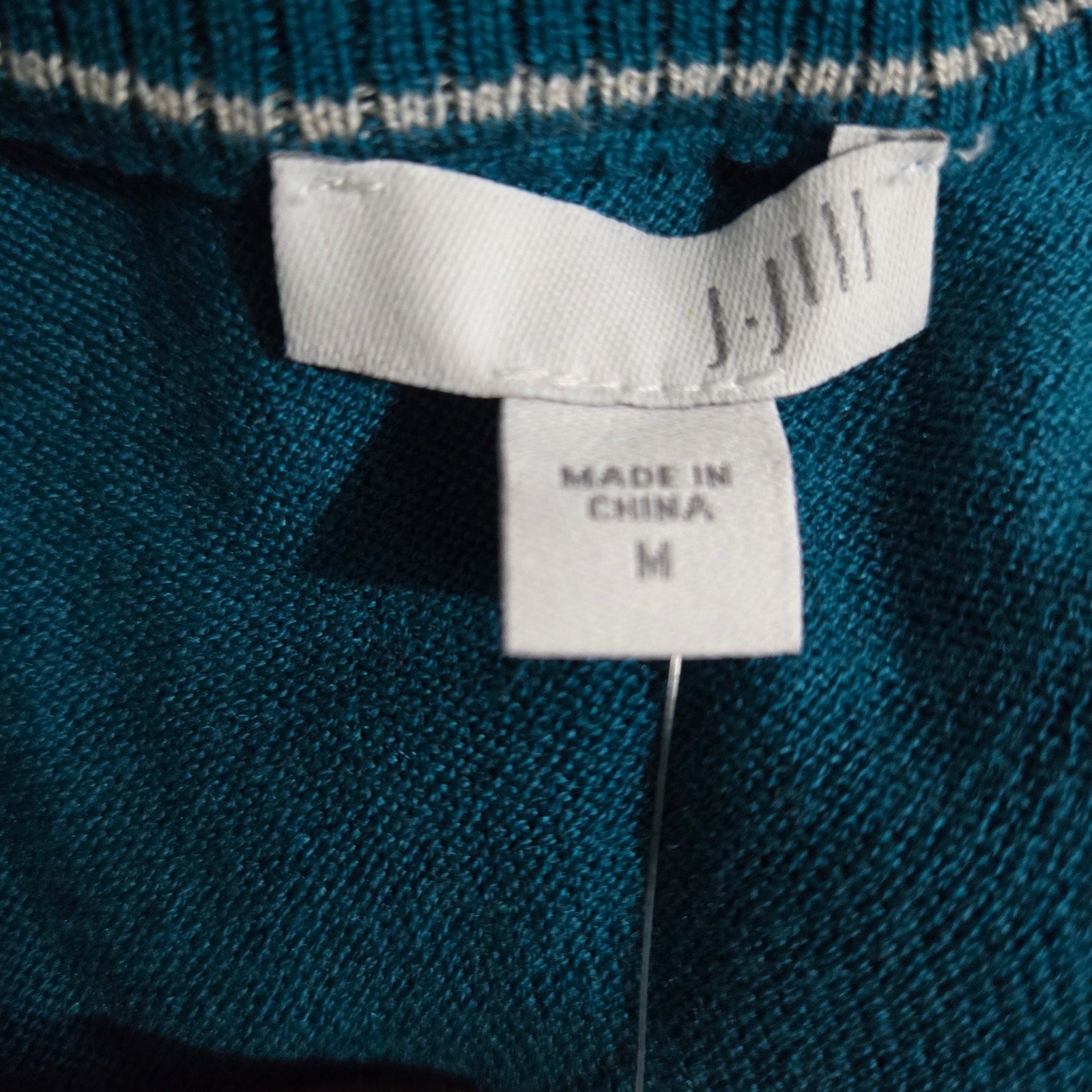 J Jill Longline Cardigan Sweater Green Teal Blue Long Duster Knit Classic Medium