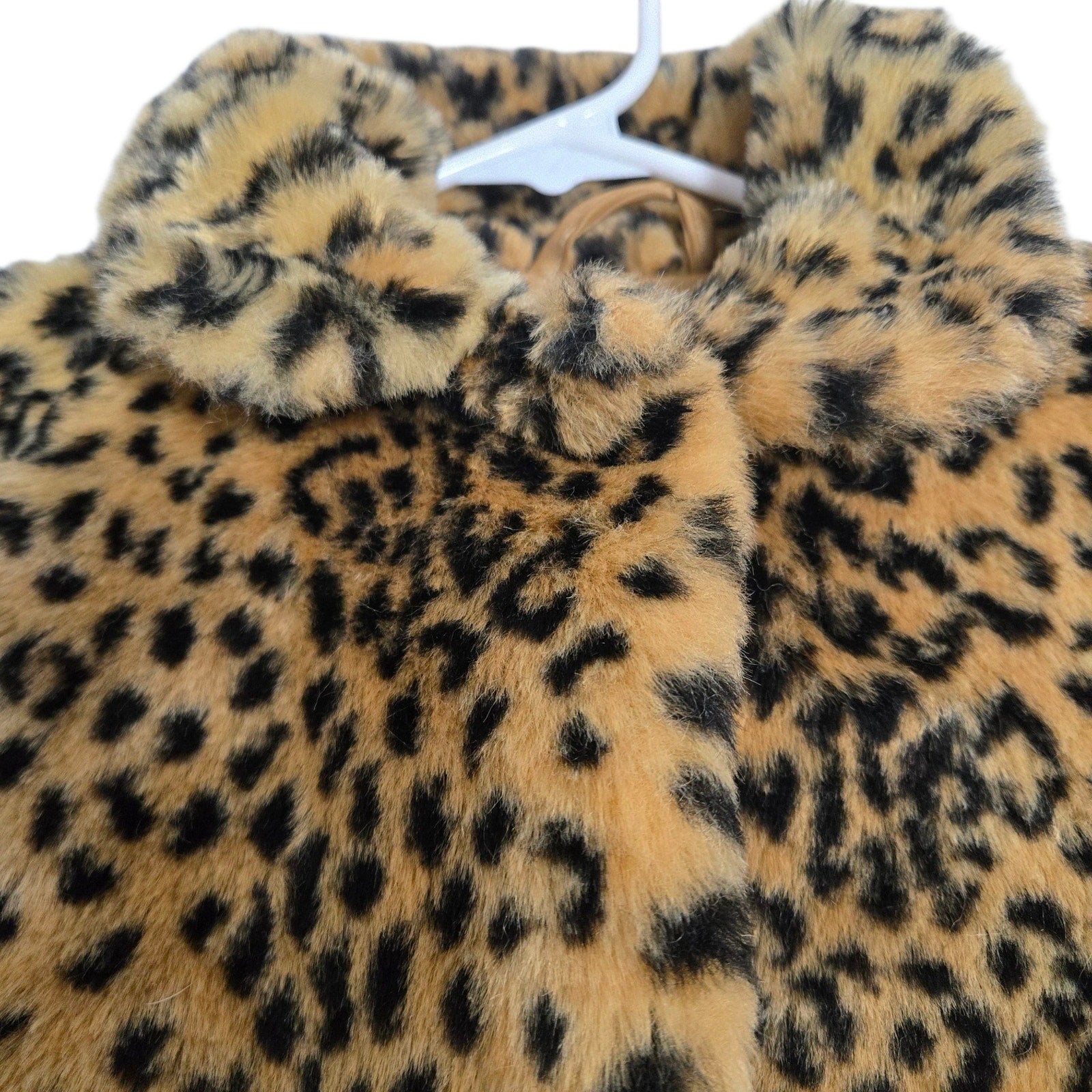 Neiman Marcus Leopard Print Coat Tan Faux Fur Plush Animal Dressy Winter 4 Girls