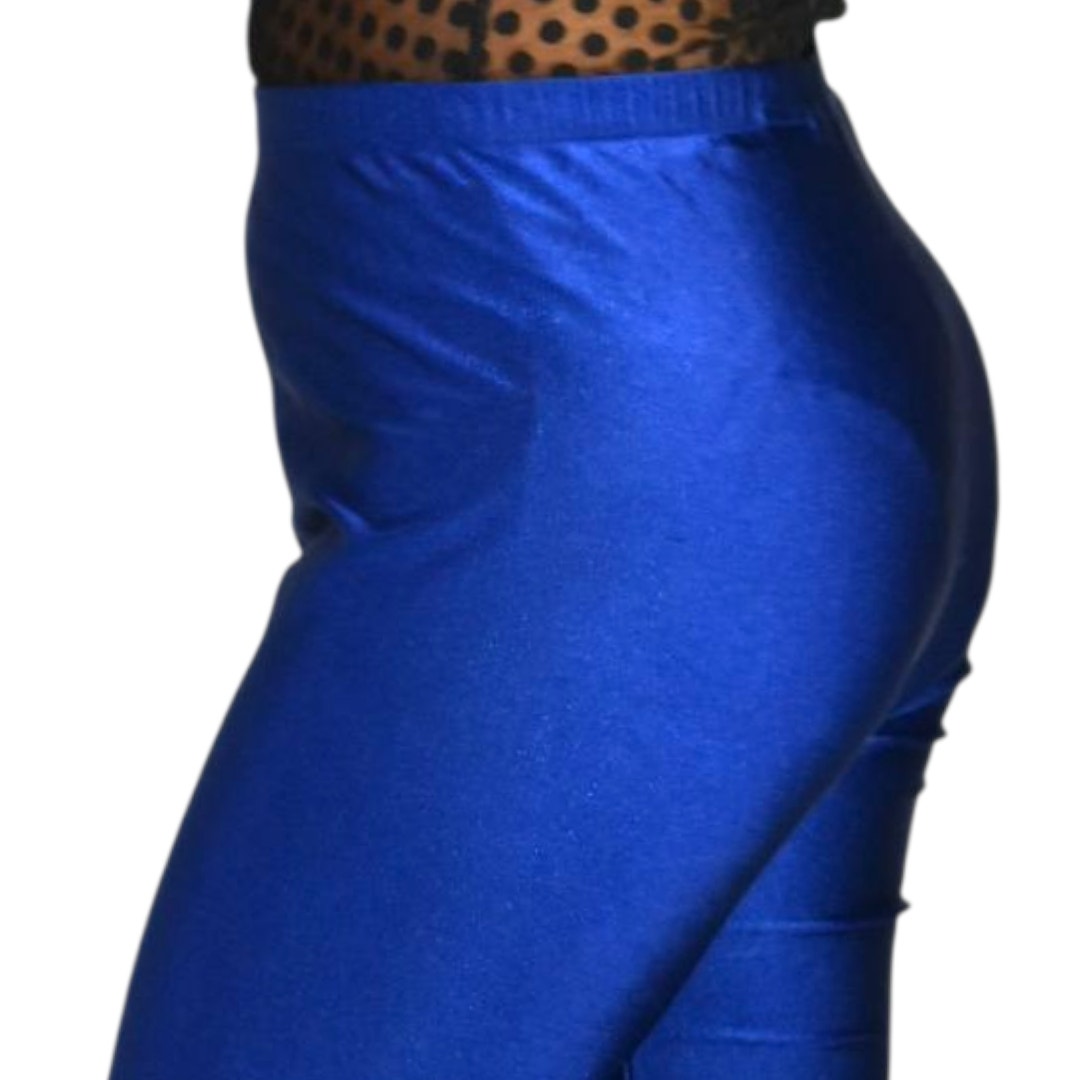Vintage Hanes Shiny Leggings Blue Aerobics Fitness 90s Activewear Yoga Nylon XL