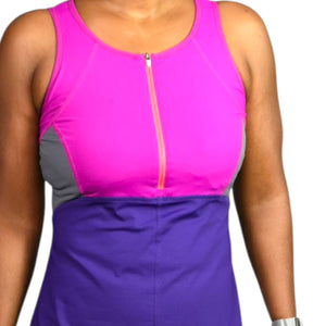 Title Nine Athletic Dress Purple Colorblock Active Sporty Casual A Line Fit Flare Small