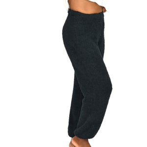 Skims Knit Joggers Black Cozy Pants Furry Fuzzy Plush Boucle Stretch Loungewear Small Medium