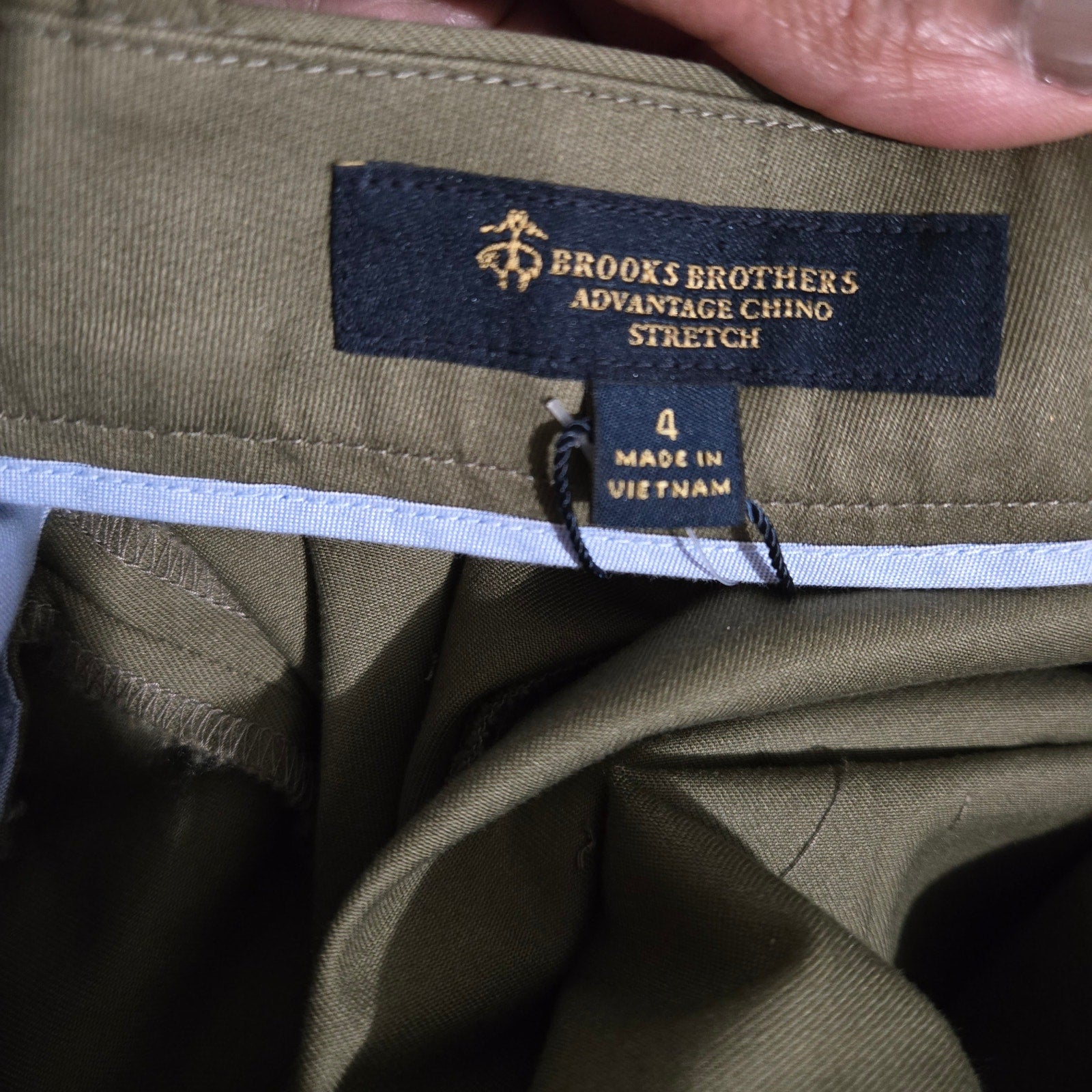 Brooks Brothers Advantage Chino Pants Green Olive Cotton Wrinkle Free Trousers Work Stretch Tapered Mid Rise 4