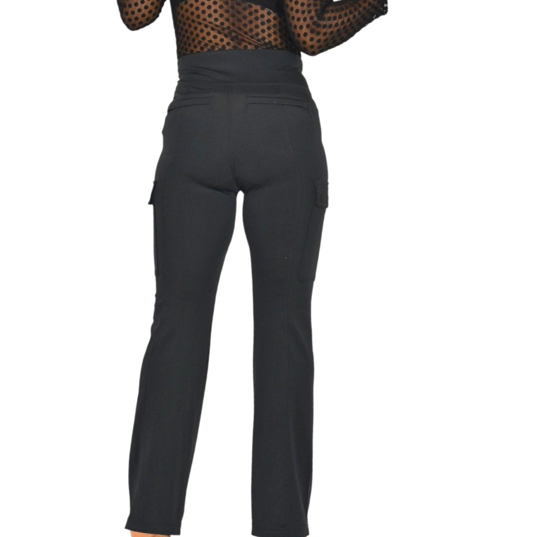 Athleta Delancey Straight Cargo Pants Black Straight Leg Stretch Pull On High Waist XS