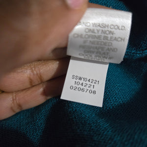 J Jill Longline Cardigan Sweater Green Teal Blue Long Duster Knit Classic Medium