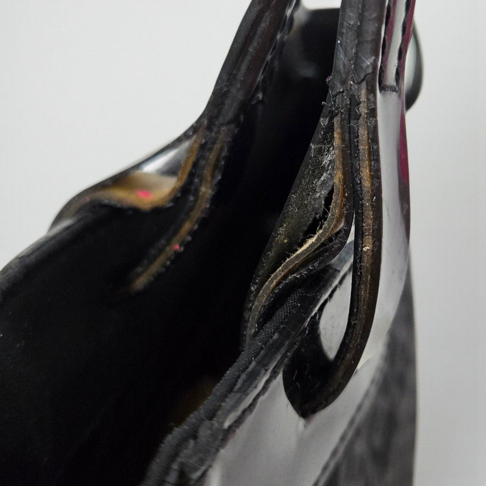 Vintage Bebe Mini Tote Bag Black Logo Patent Leather Straps Shopper Handbag Y2K Purse