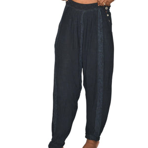 Vintage Impulse Genie Pants Black Gauze Balloon Harem Bohemian Cotton Easy One Size
