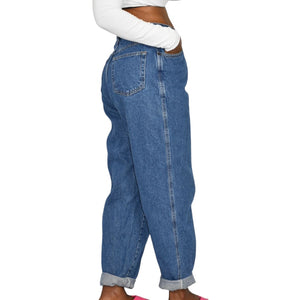 Vintage Gitano Zipper Jeans High Waist Mom Baggy Relaxed Tapered 90s Medium Wash Cotton Denim Rigid 27