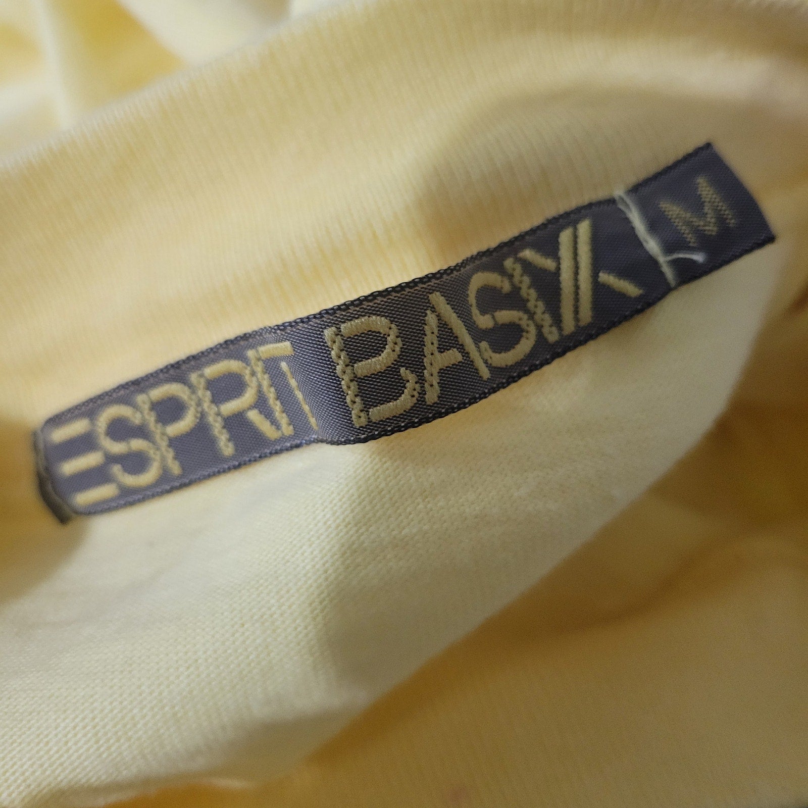 Vintage Esprit Long Sleeve Shirt Yellow Logo Pullover Cotton Retro Pastel Medium