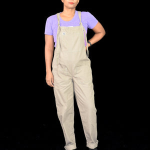 Lucy Yak Original Dungarees Tan Pebble Khaki Bib Overalls Cotton Jumpsuit Size 6 Tall