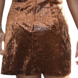 Knapp Studio Vintage Brown Slip Dress Velvet Mini Pixie Animal Print Velvet 90s Y2K Medium