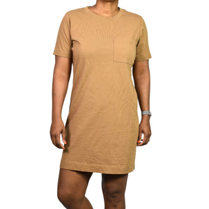 Everlane Cotton T Shirt Dress Tan Khaki Organic Crew Tee Short Sleeve Mini Classic Relaxed Small