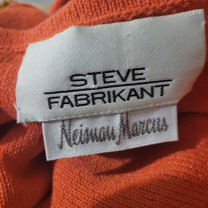 Vintage Steve Fabrikant Knit Dress Orange Color Block Button Front Jeweled Funky Medium