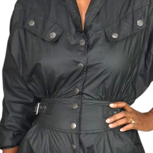 Rebecca Minkoff Lilly Jumpsuit Black Parachute Moto Biker Retro Cotton Ripstop Flightsuit XS