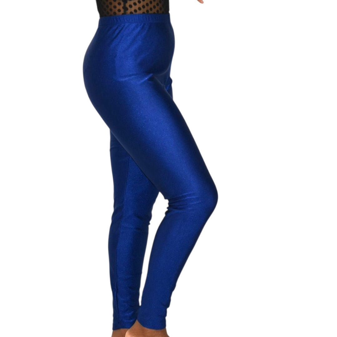 Vintage Hanes Shiny Leggings Blue Aerobics Fitness 90s Activewear Yoga Nylon XL