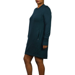 Athleta Coaster Luxe Sweatshirt Dress Green Pockets Pullover Tencel Jersey Medium