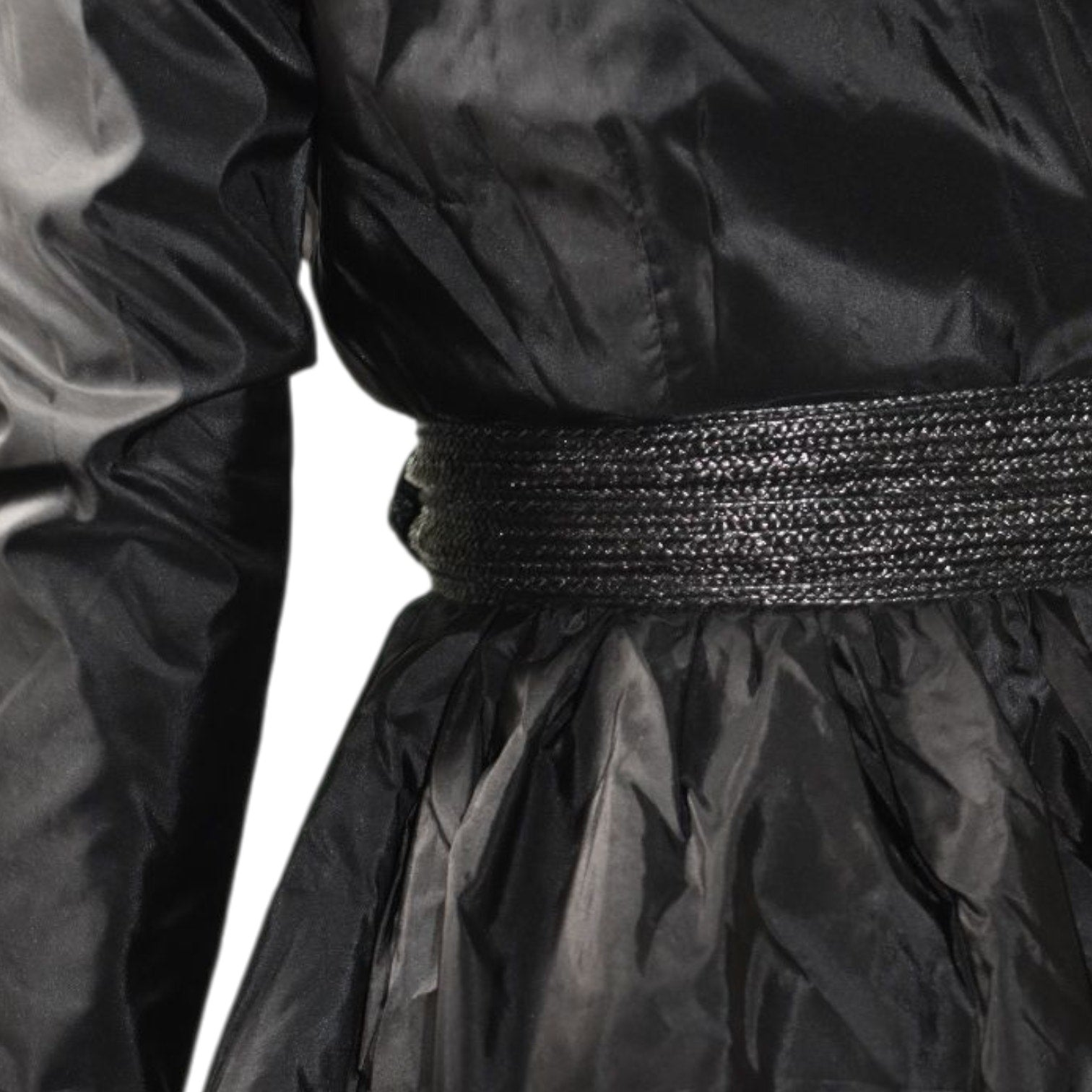 Catherine Regehr Silk Dress Black Wrap Taffeta Evening Formal Shawl Collar Crinoline Henri Bendel Medium