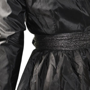 Catherine Regehr Silk Dress Black Wrap Taffeta Evening Formal Shawl Collar Crinoline Henri Bendel Medium