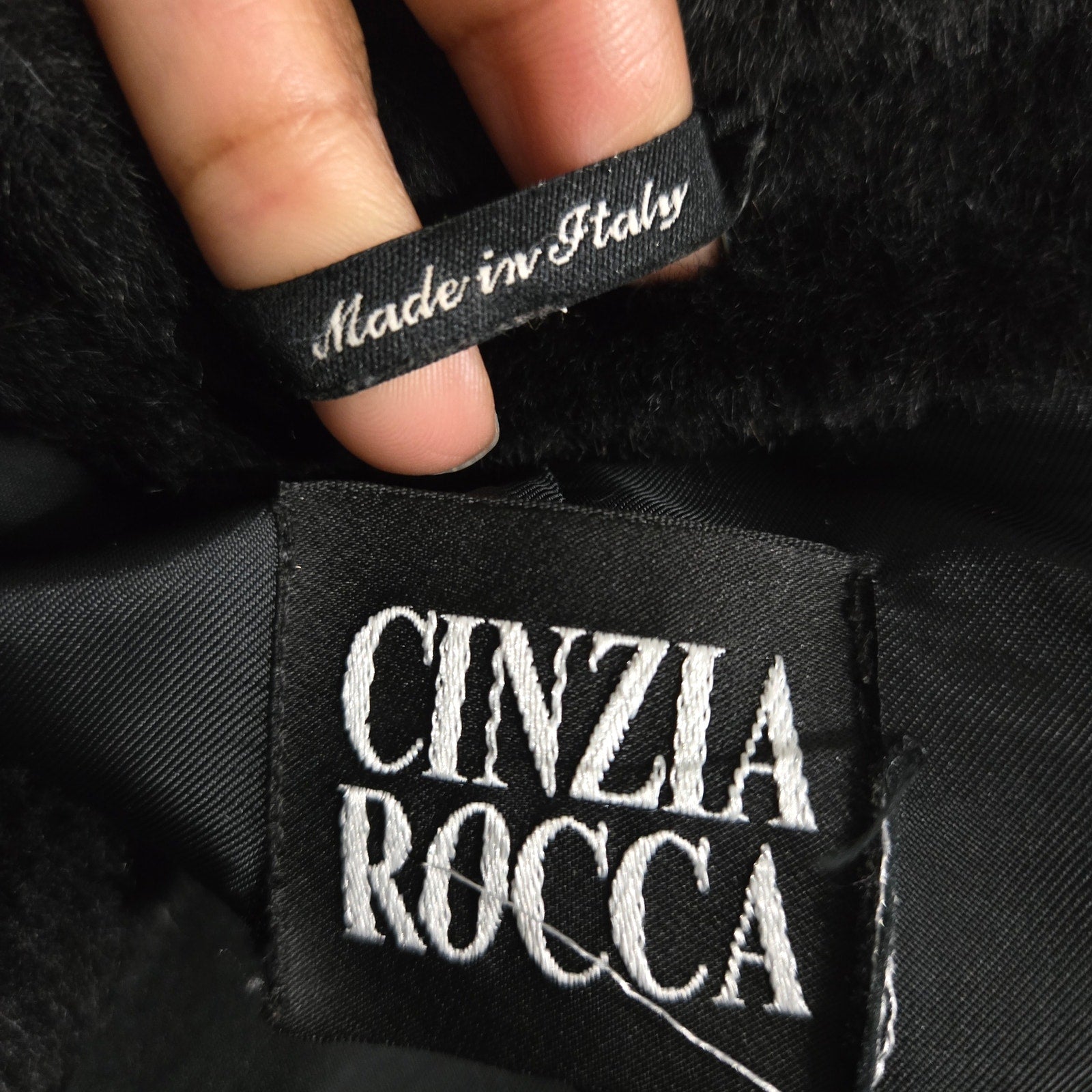 Cinzia Rocca Llama Faux Fur Coat Black Long Maxi Coat Side Slits Luxury Piacenza Wool Blend 2