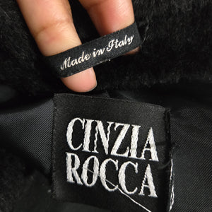 Cinzia Rocca Llama Faux Fur Coat Black Long Maxi Coat Side Slits Luxury Piacenza Wool Blend 2