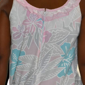 Vintage Hilda Hawaii Dress Pink Pastel Hawaiian Floral Maxi Tiered Eyelet Muumuu Small