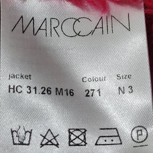 Marc Cain Boucle Sweater Jacket Pink Colorblock Furry Texture Pile Cardigan Wool Alpaca Open Size 6
