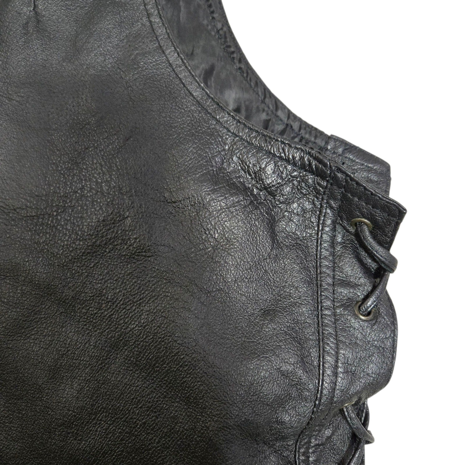 Bikestar Black Leather Vest Biker Motorcycle Punk Rock Lace Up Sides Retro Moto XL