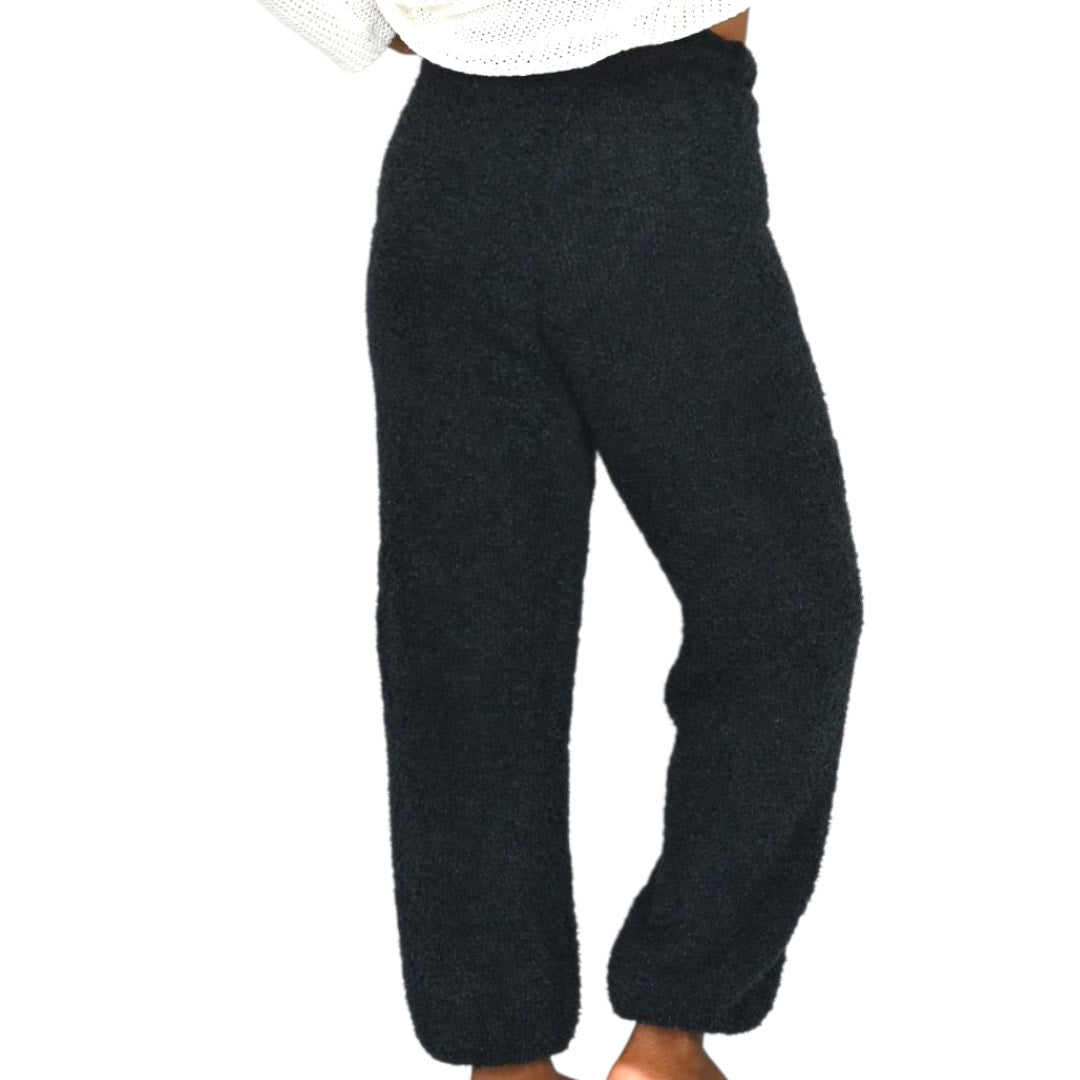 Skims Knit Joggers Black Cozy Pants Furry Fuzzy Plush Boucle Stretch Loungewear Small Medium