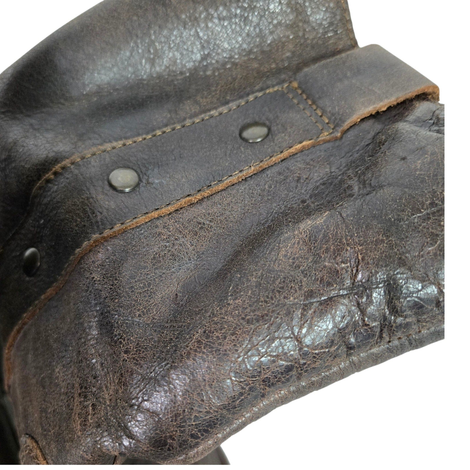 Born Leather Motorcycle Boots Brown Distressed Studs Mid Calf Winter Pull On 8.5