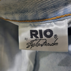 Vintage Rio Jeans Blue Ankle Bows Tapered Rigid Cotton Light Wash Stonewashed High Waist 27