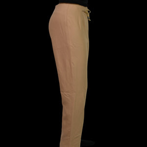 Oscar de La Renta Trousers Tan Wool Chain Accent High Waist Dress Pants Tapered Size 2 Petite