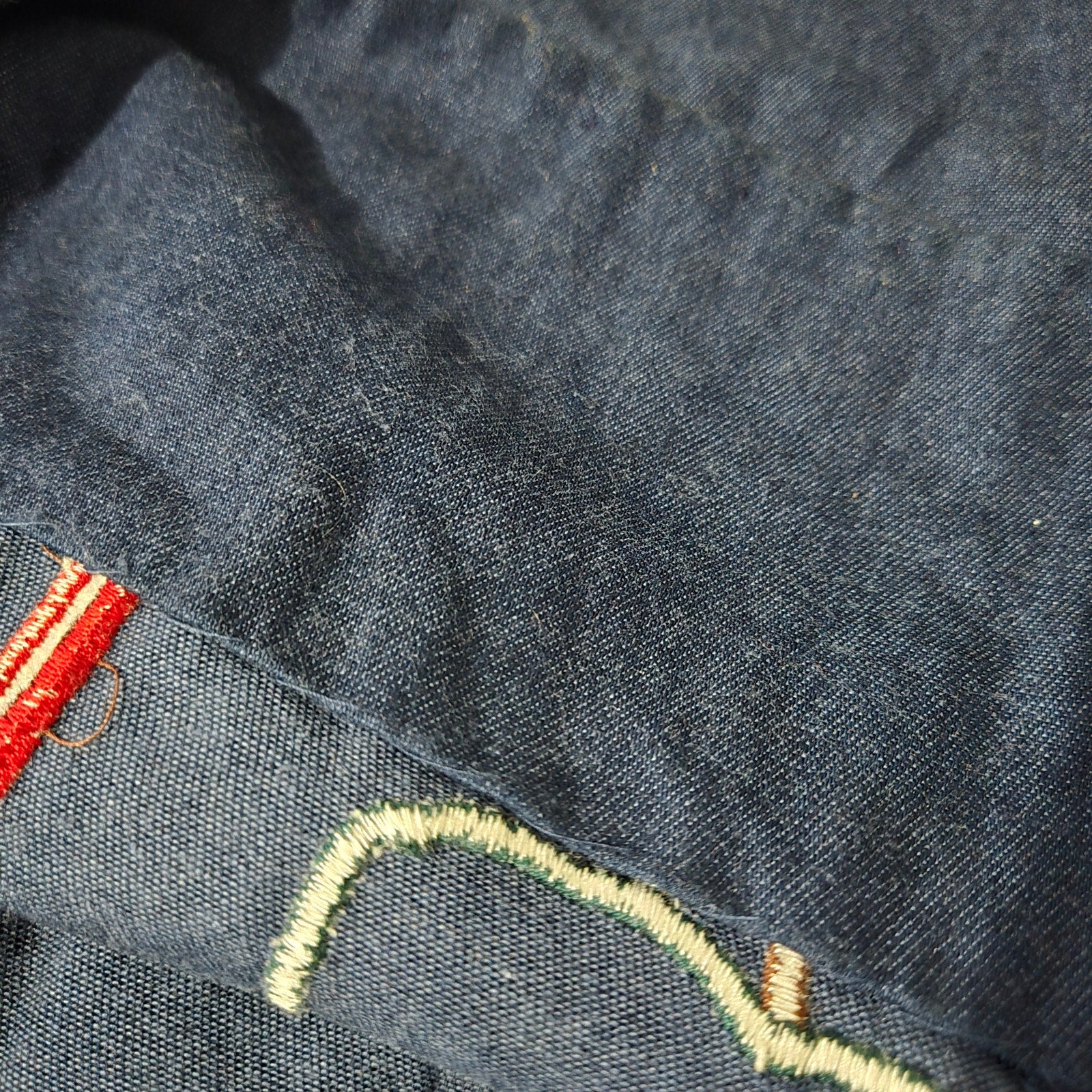 Vintage Betsys Denim Pinafore Dress Blue Teacher Applique Smock Patchwork Long School Medium