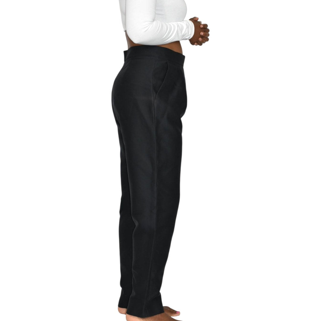 Max Mara Pianoforte Trousers Black Pants Matte High Waist Balloon Barrel Taper Leg Dress 8